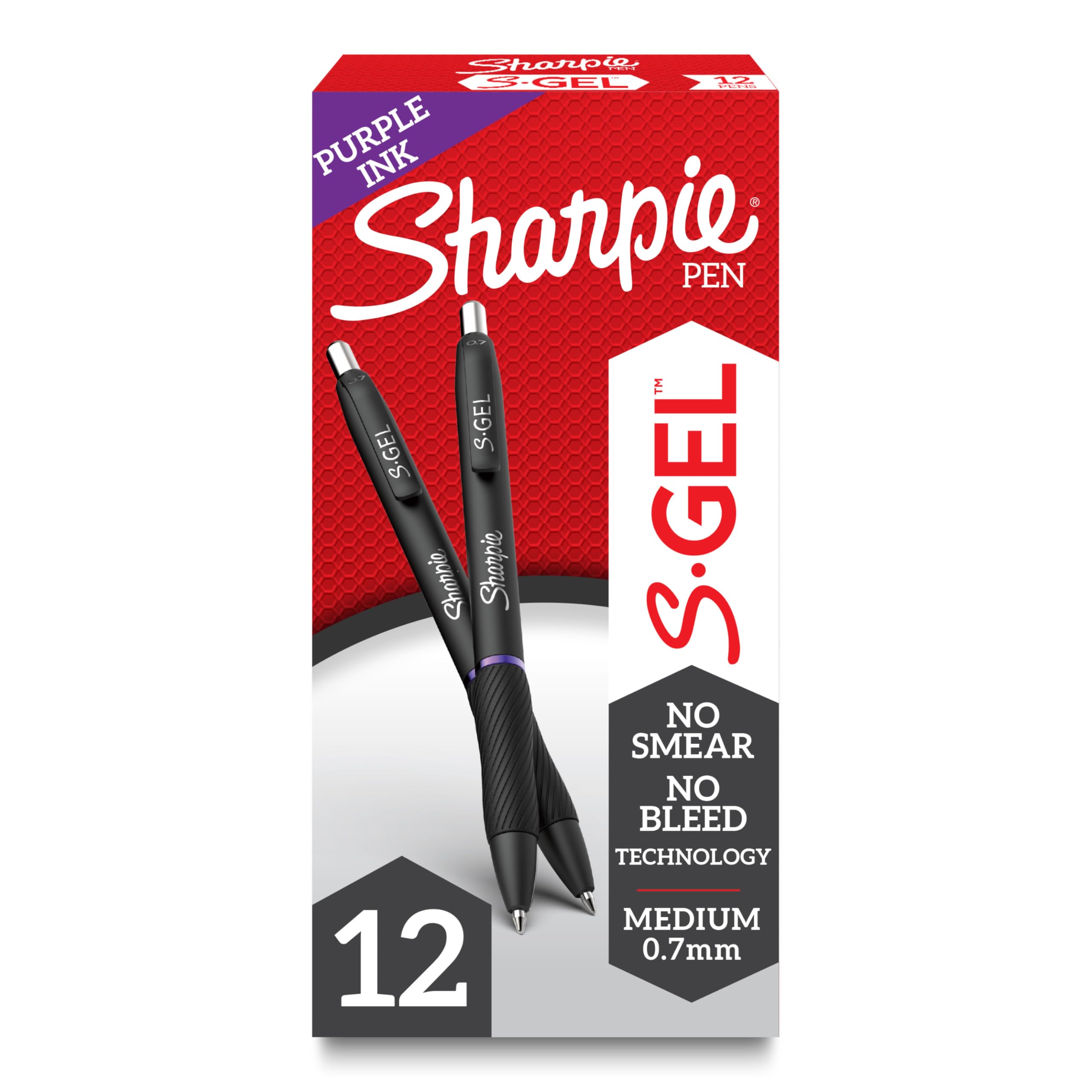 Sharpie S-Gel Gel Pens Medium Point (0.7mm) Purple Gel Ink Pens 12 Count
