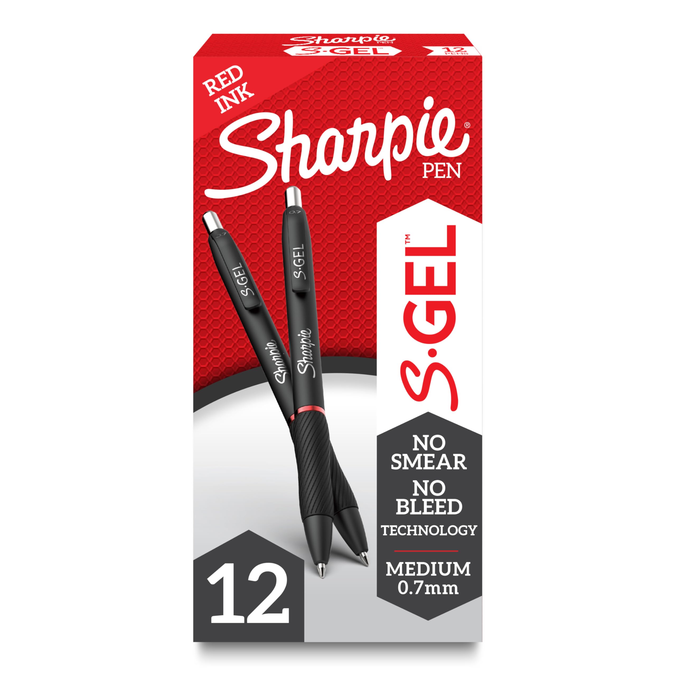 Sharpie S-Gel Gel Pens Medium Point (0.7mm) Red Ink Gel Pen 12 Count