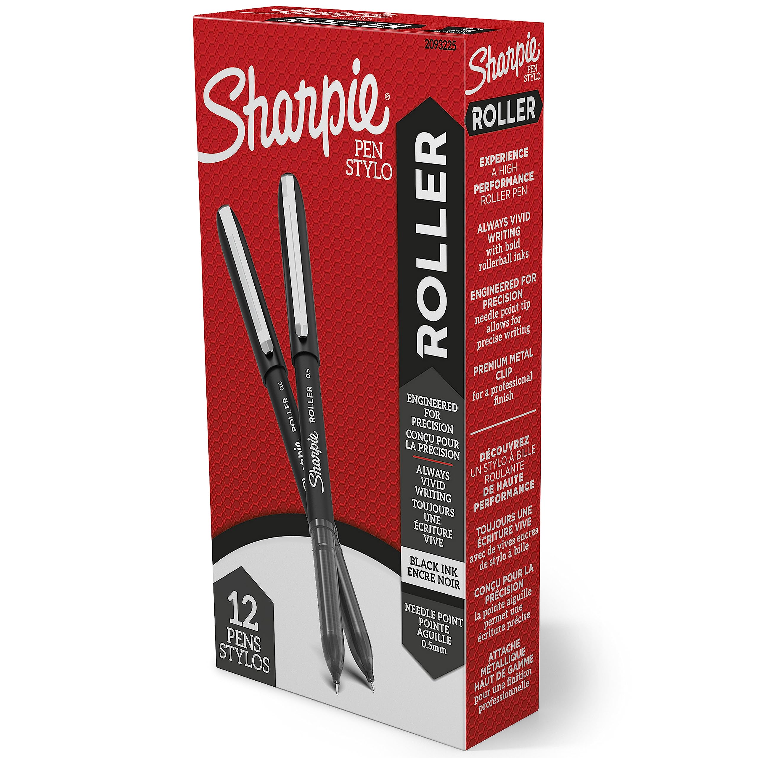 Sharpie Rollerball Pen Needle Point 0.5Mm Pens Writing Journaling Pens Precision Pen Black Ink 12 Count