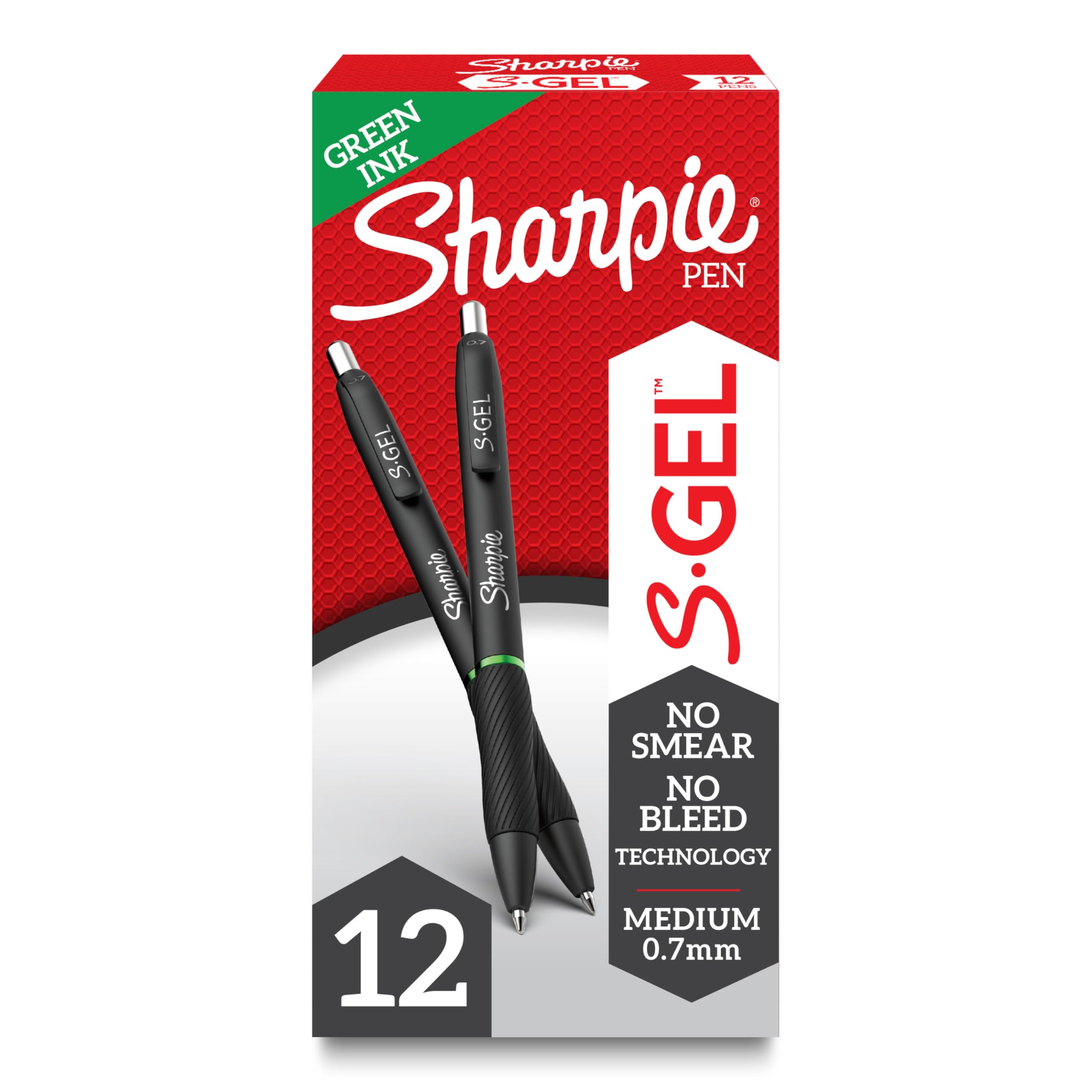 Sharpie S-Gel Gel Pens Medium Point (0.7mm) Green Gel Ink Pens 12 Count