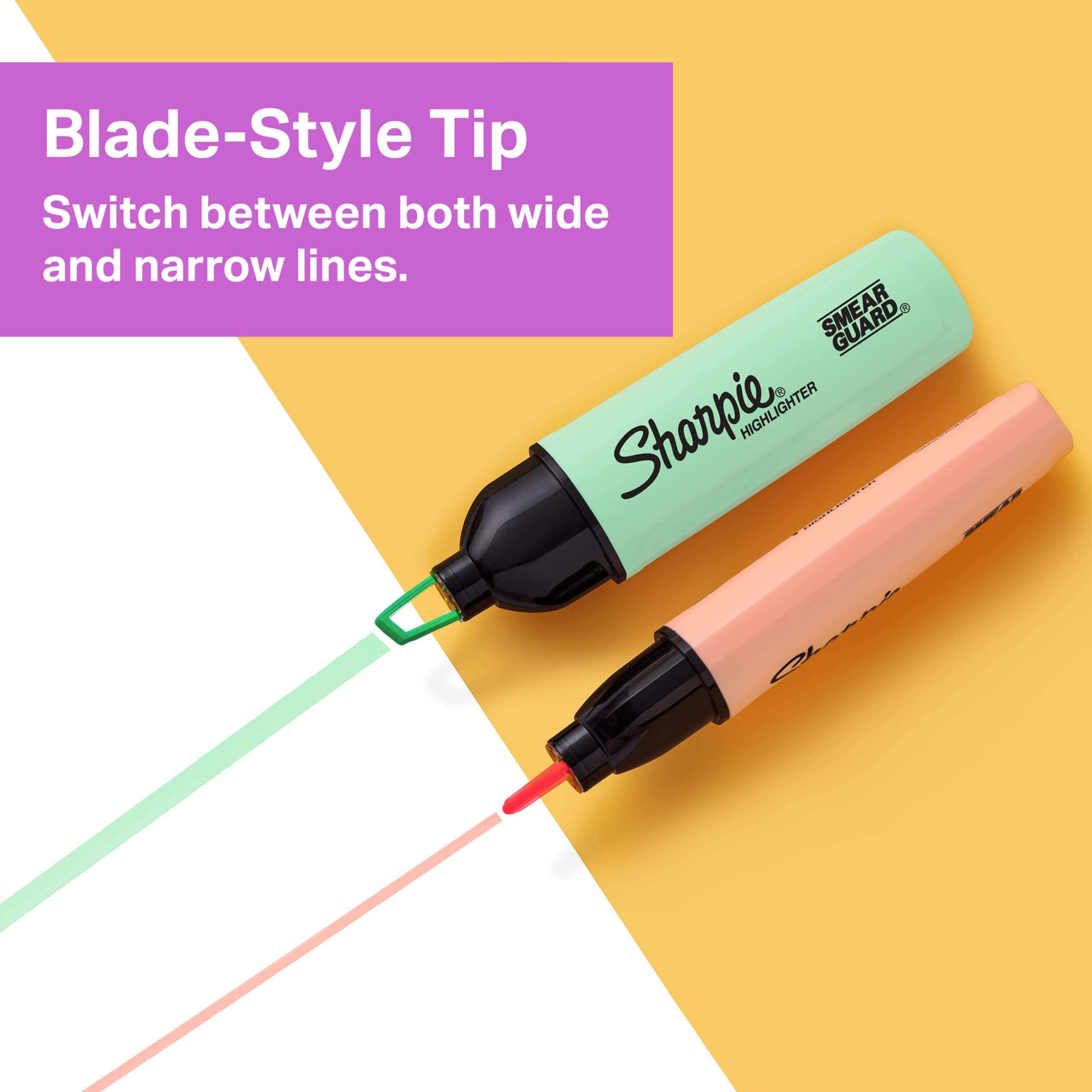 Sharpie Clearview Tank-Style Highlighter, Assorted Ink Colors, Chisel Tip, Assorted Barrel Colors, 12/Pack