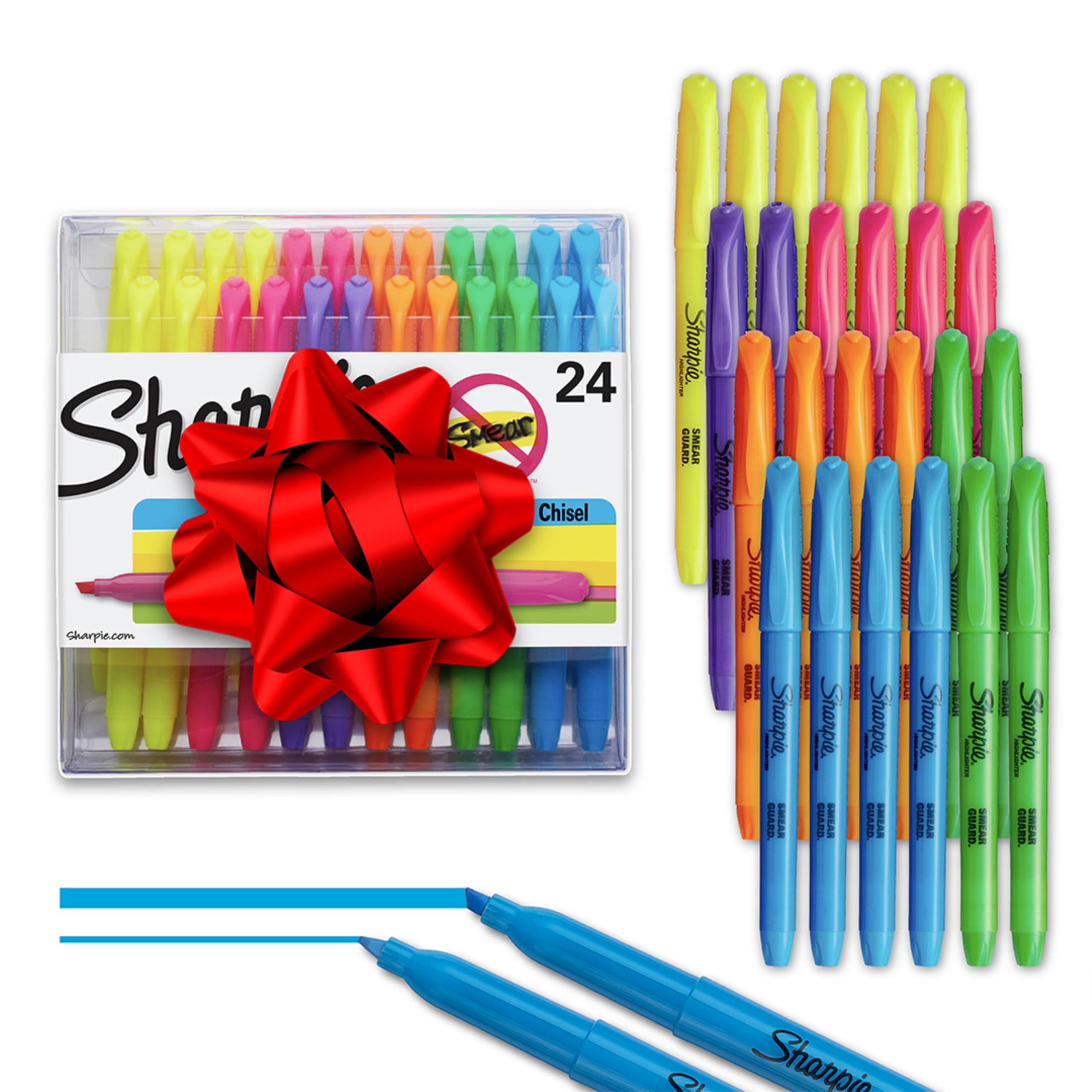 Sharpie Pocket Highlighters, Chisel Tip, Assorted Colors, 24 Count - Back to School, Office, Teacher Supplies