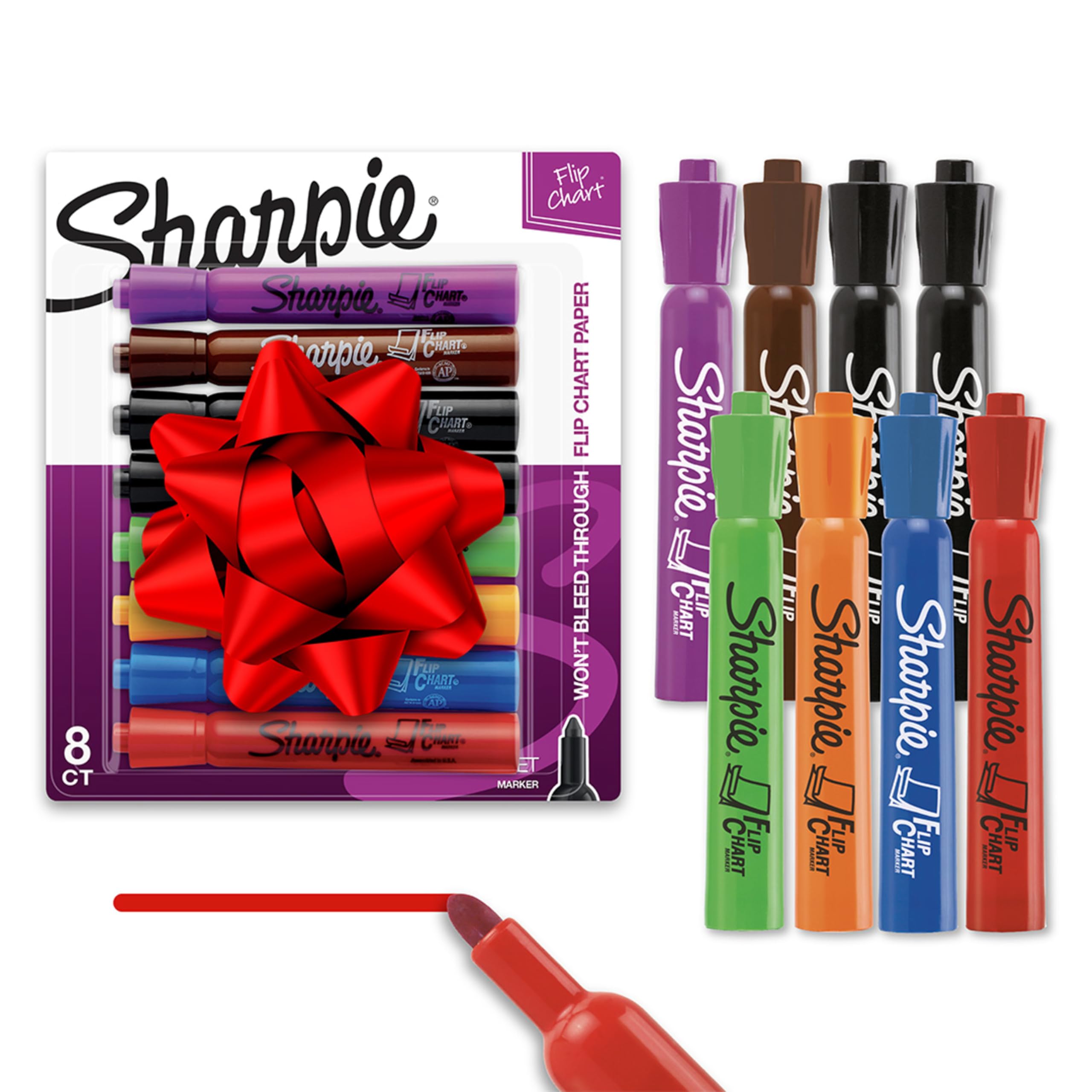 Sharpie Flip Chart Markers, Bullet Tip, Assorted Colors, 8 Count - Low-Odor, Squeak-Free, Home, Office, Back to School, Teacher Supplies