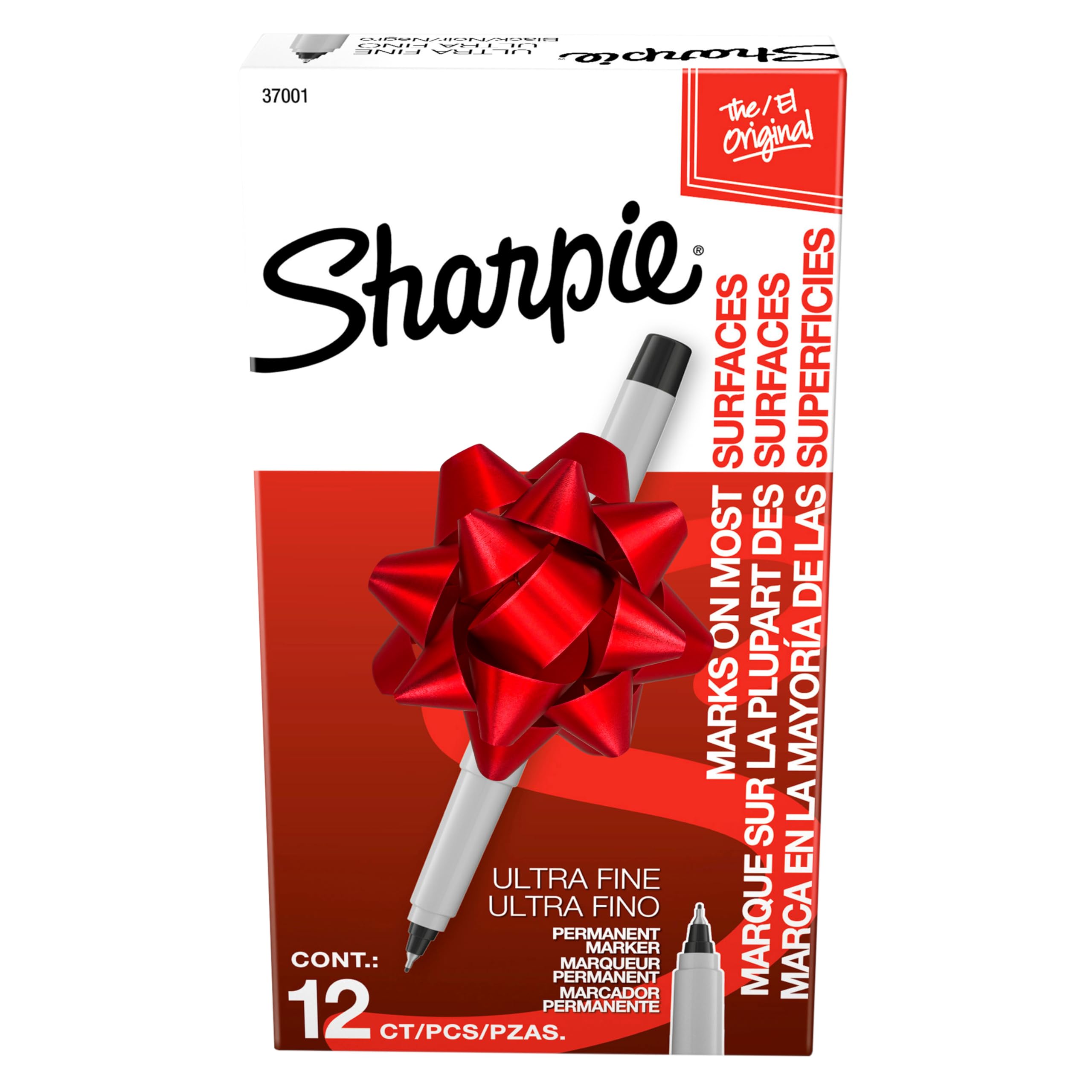 Sharpie Permanent Markers, Ultra Fine Tip, Black, 12 Count - For Classroom, Office, Home, Quick Drying, Fade Resistant, For Wood, Plastic, Paper, Metal, Ideal for Posters, Drawing, Coloring