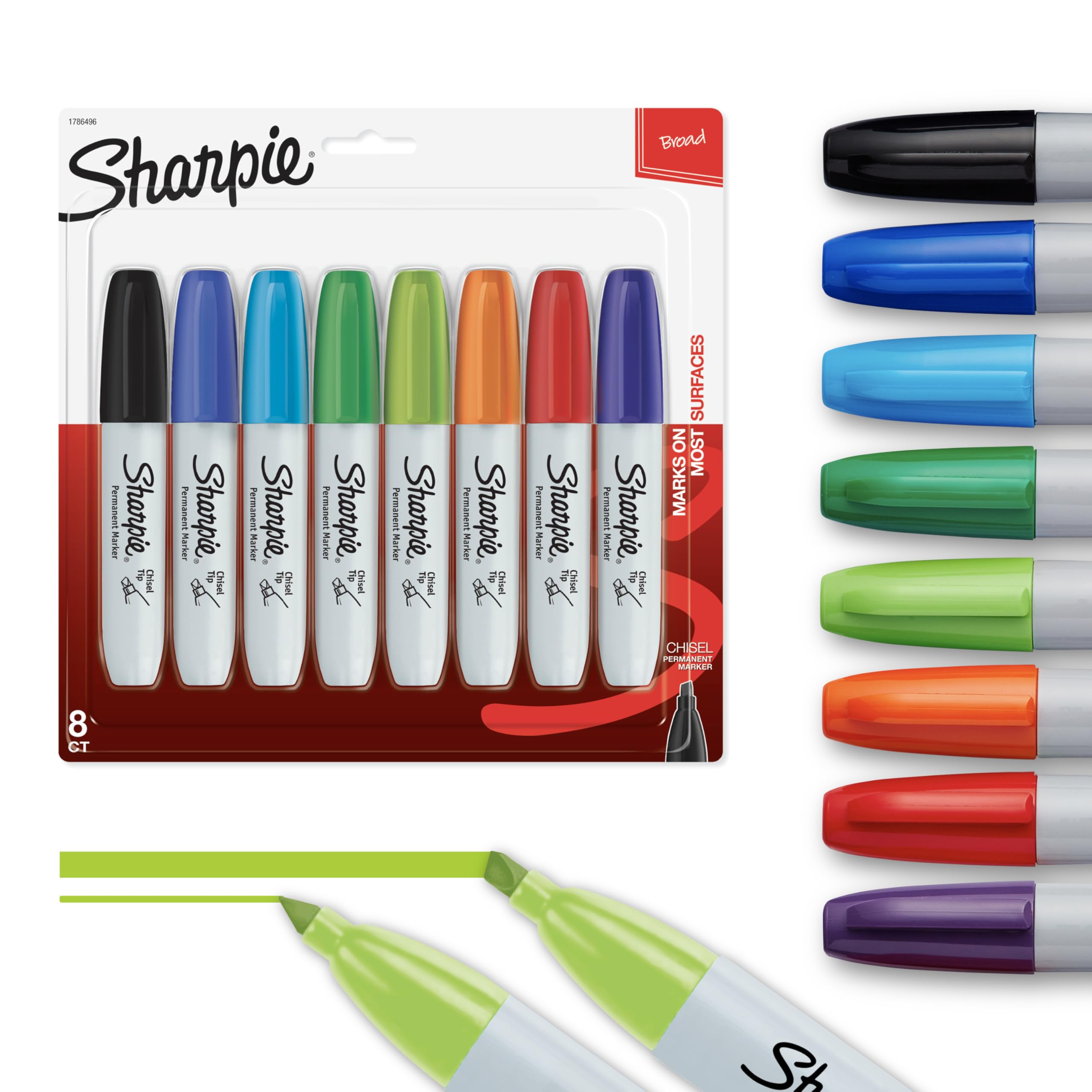 Sharpie Permanent Markers Chisel Tip Marker Set Poster Markers For Wood Plastic And More Assorted Colors 8 Count