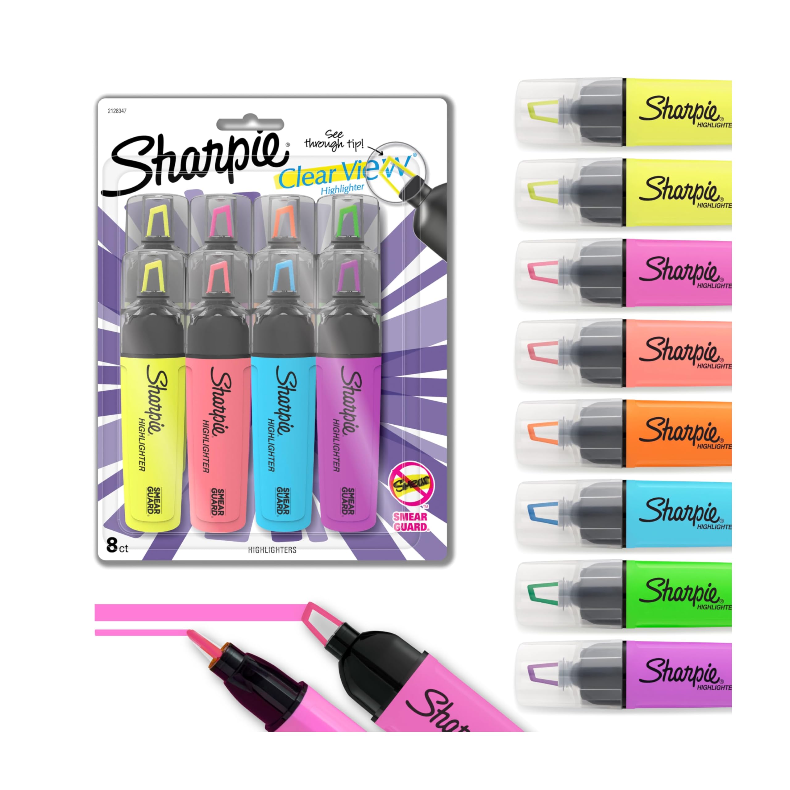 Sharpie Clear View Highlighter Chisel Tip Fluorescent And Pastel Highlighters See Through Tip Highlighter Marker Set Tank Assorted Colors 8 Count