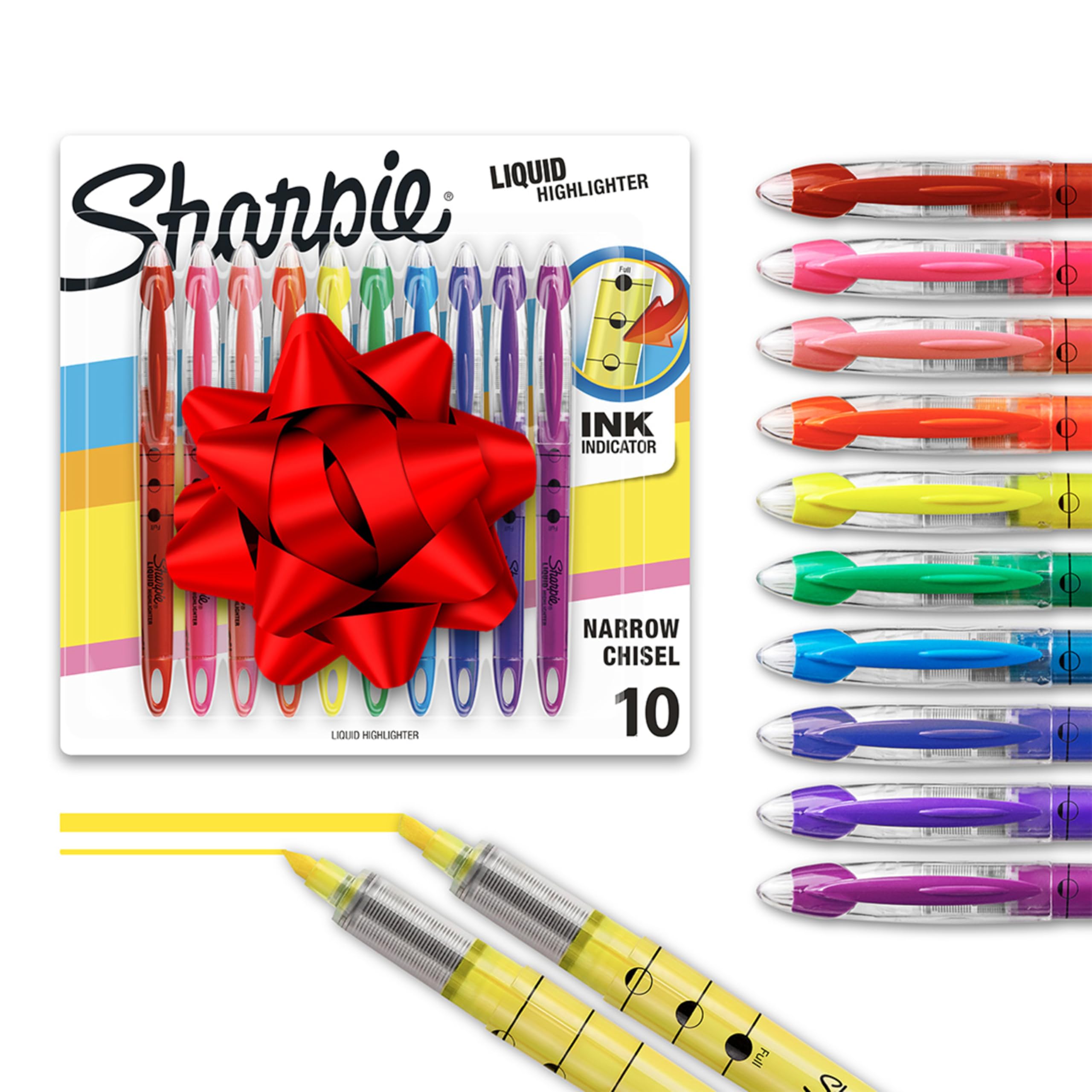 Sharpie Liquid Highlighters, Chisel Tip, Assorted Colors, 10 Count - Journaling, School, Study Supplies