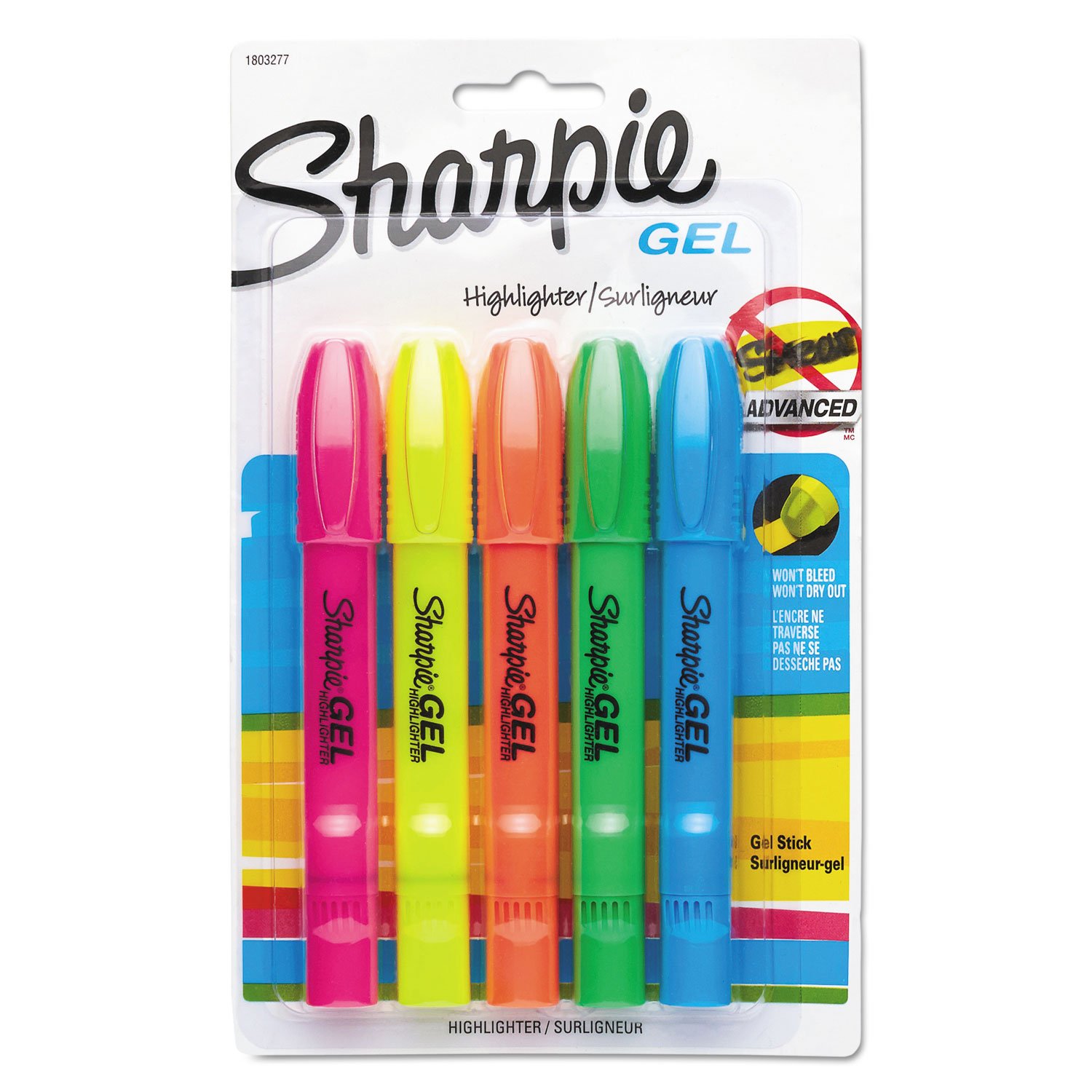 Sharpie Gel Highlighters Bullet Tip Assorted Fluorescent Highlighter Markers 5 Count Pack Smear And Bleed Resistant Long-Lasting And Won'T Dry Out