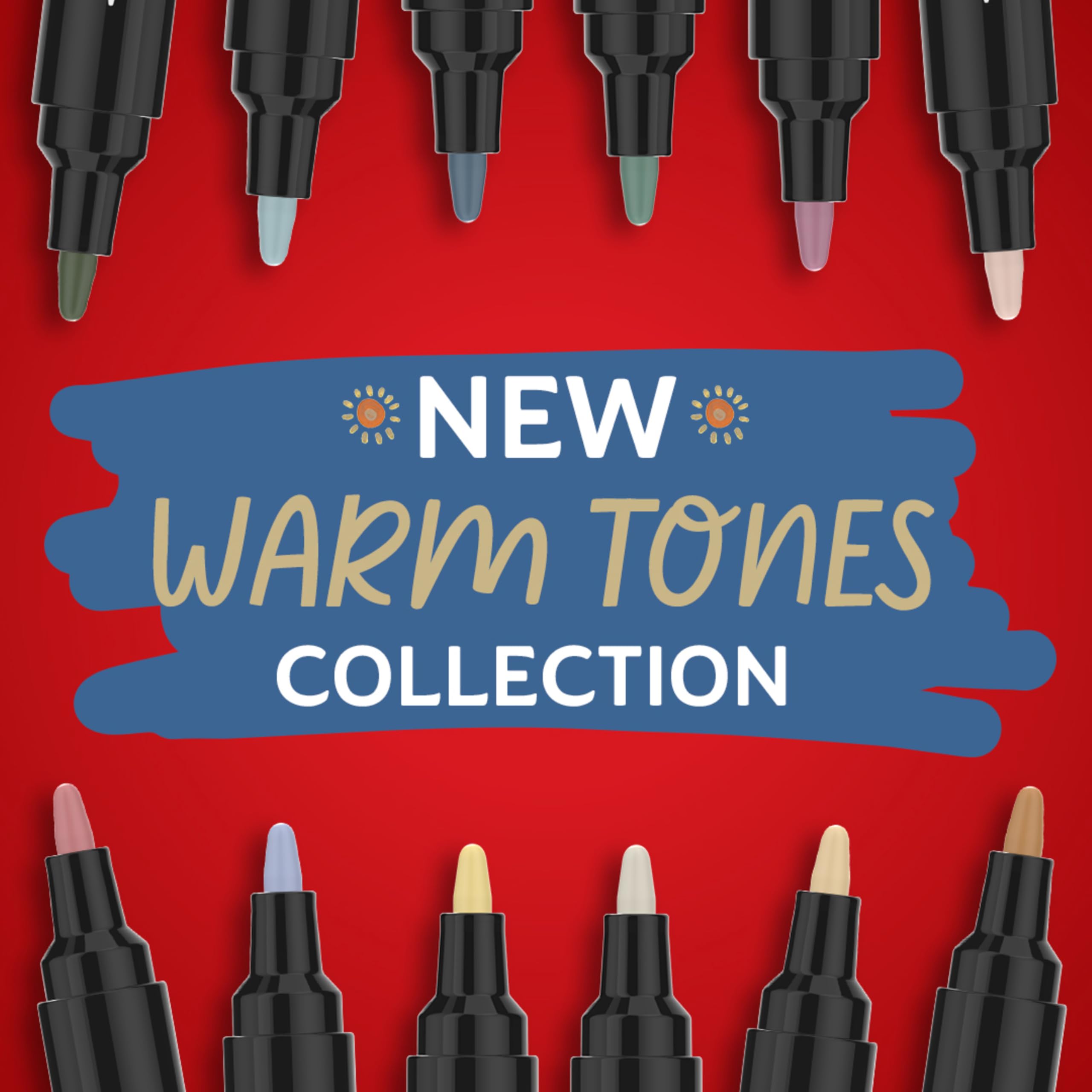 Sharpie Creative Markers, Warm Tones, Water-Based Acrylic Markers, Bullet Tip, Assorted Colors, 12 Count