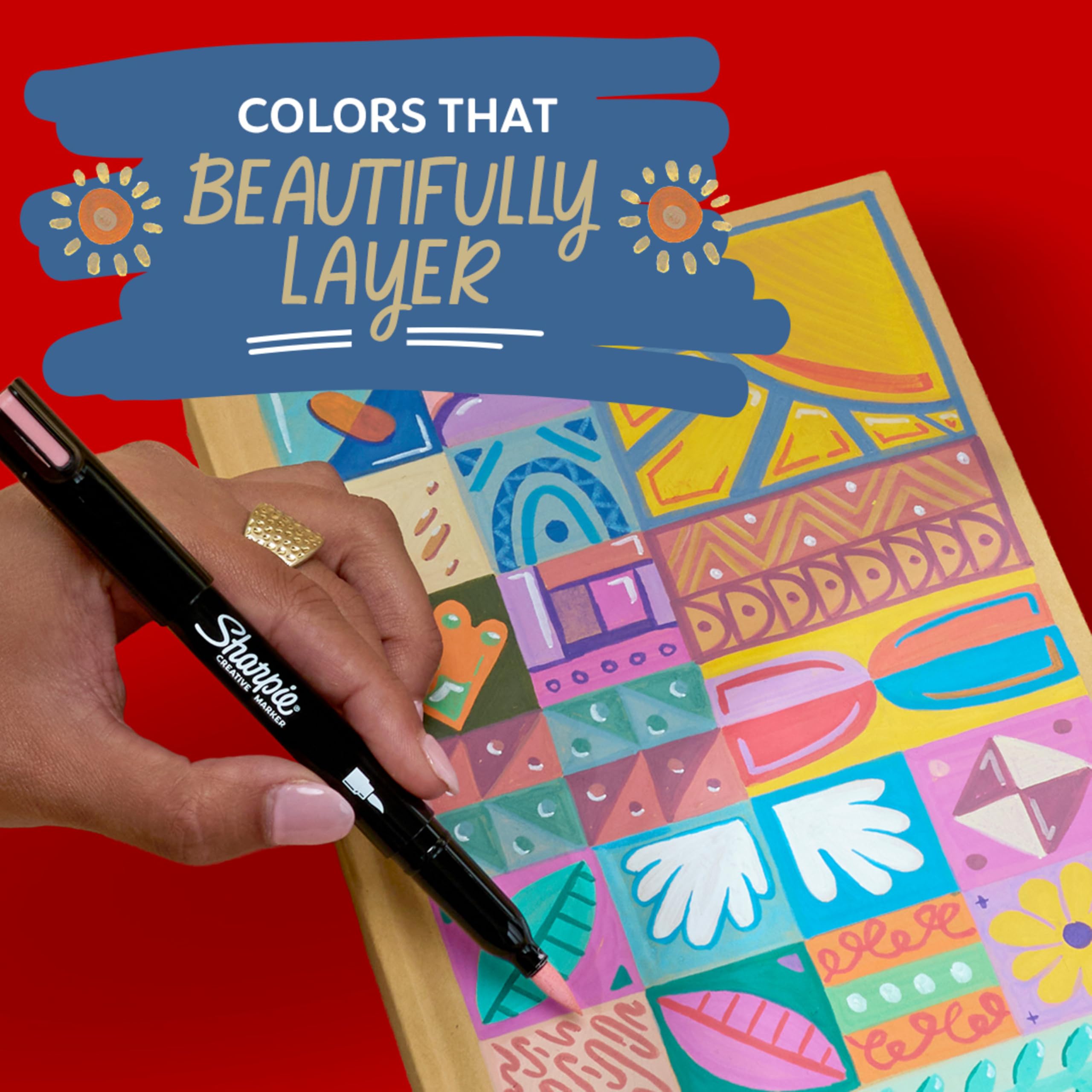 Sharpie Creative Markers, Warm Tones, Water-Based Acrylic Markers, Bullet Tip, Assorted Colors, 12 Count