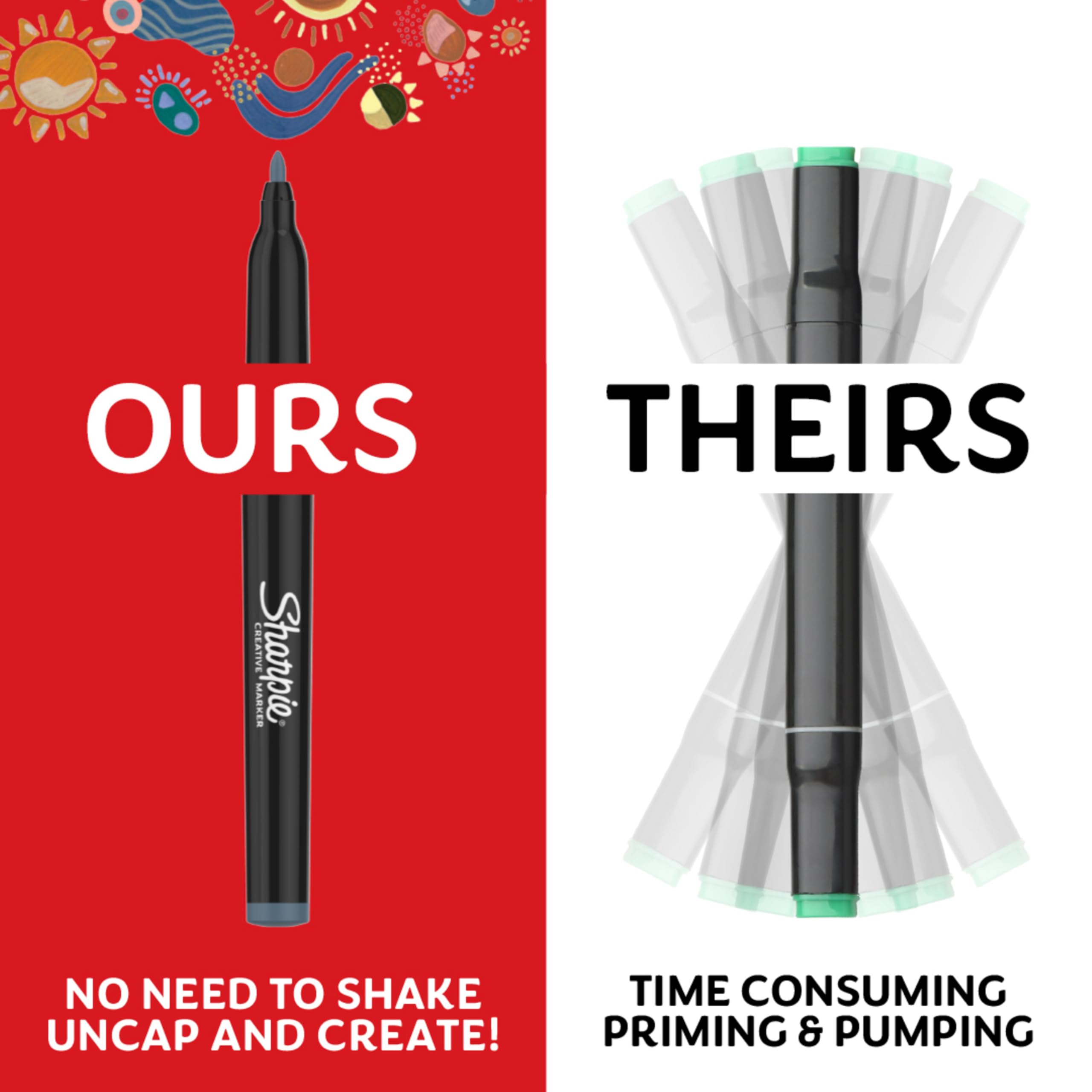 Sharpie Creative Markers, Warm Tones, Water-Based Acrylic Markers, Bullet Tip, Assorted Colors, 12 Count