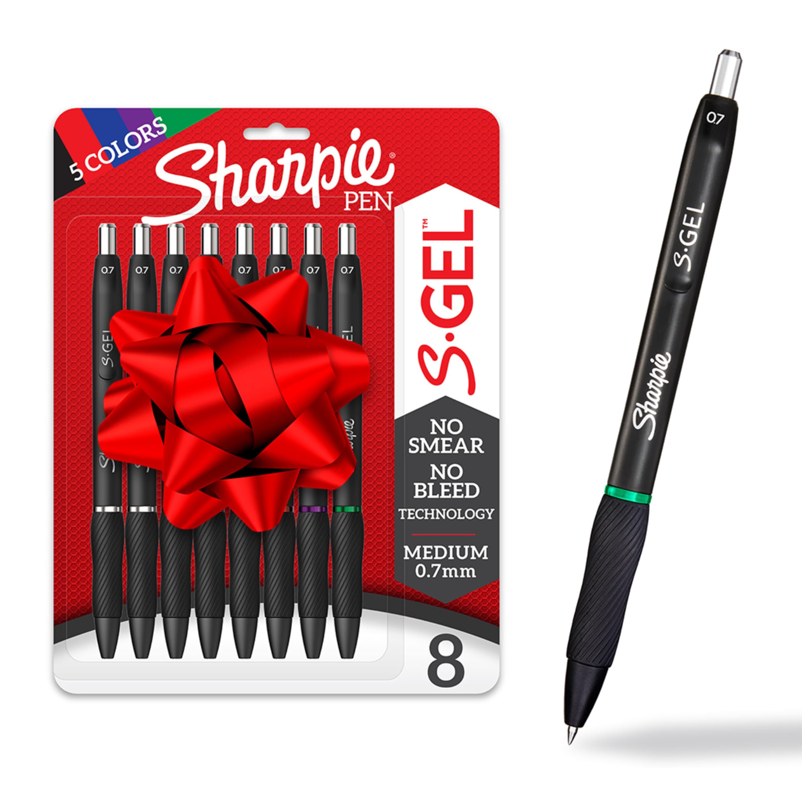 Sharpie S-Gel Pens, Medium Point (0.7mm), Assorted Ink Colors, 8 Count - Ideal for Writing, Journaling, Drawing, Coloring, Note-Taking, College Supplies