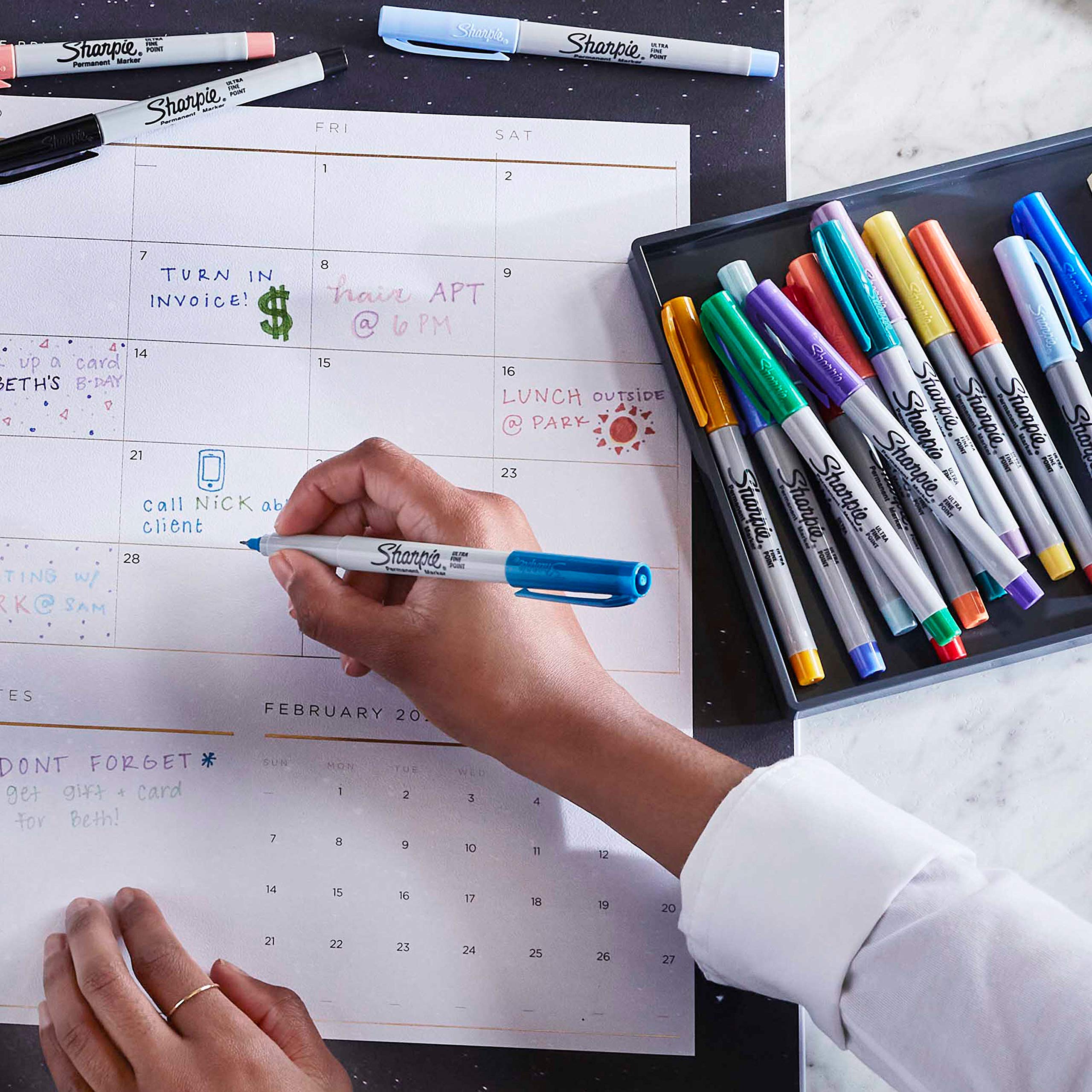 Sharpie Permanent Markers Ultra-Fine Point Featuring Mystic Gem Color Markers Assorted 24 Count