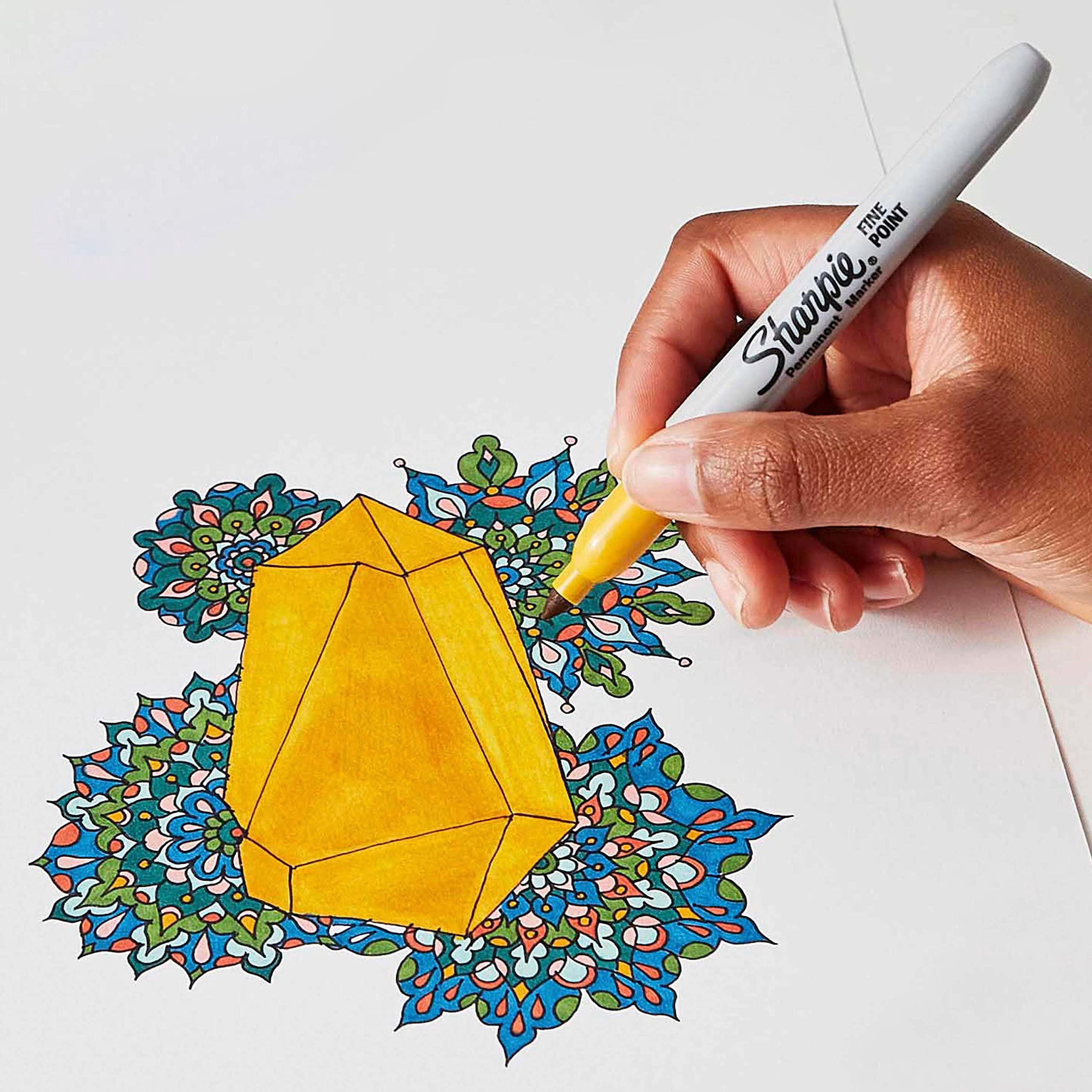 Sharpie Permanent Markers Fine Point Featuring Mystic Gem Color Markers Assorted 24 Count