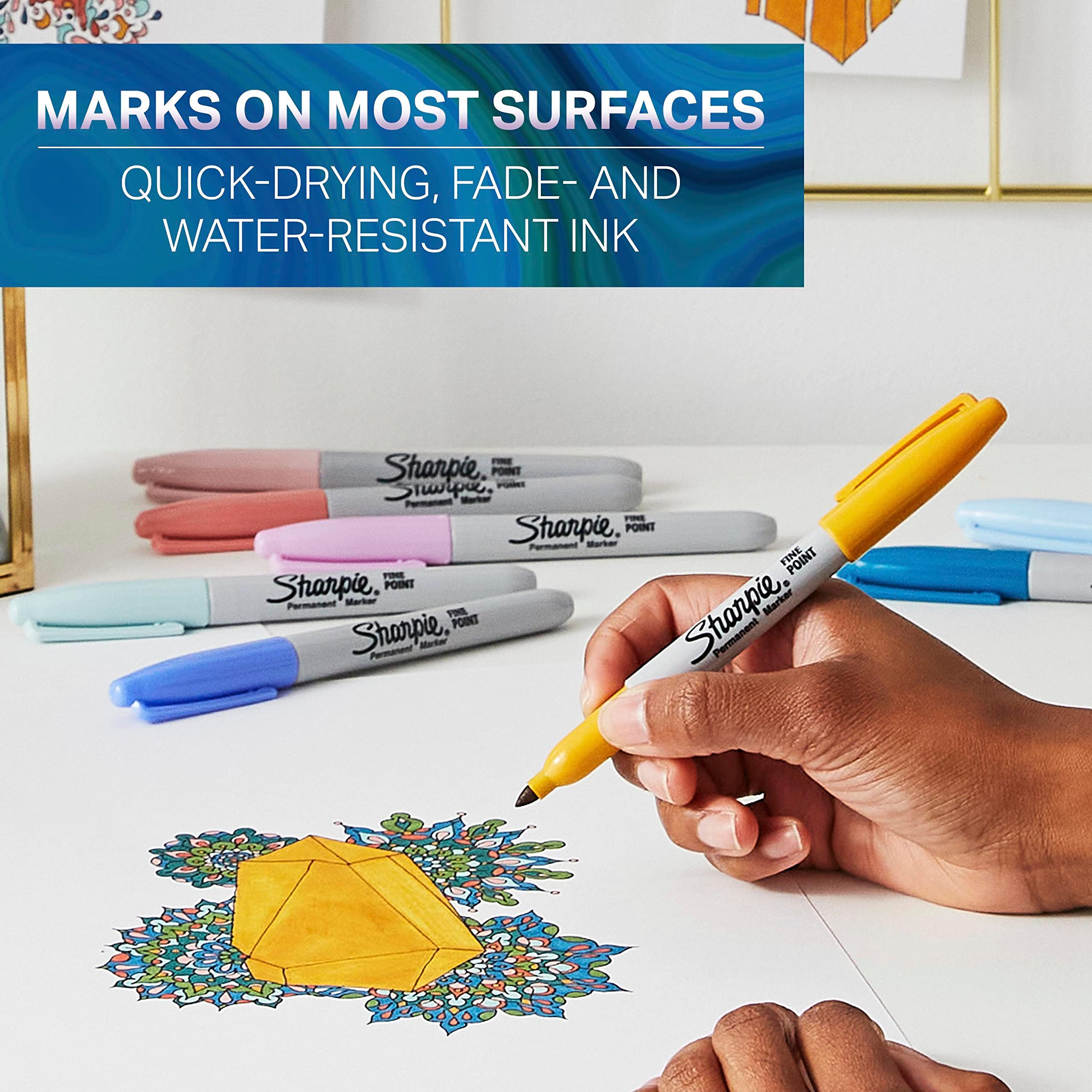 Sharpie Permanent Markers Fine Point Featuring Mystic Gem Color Markers Assorted 24 Count