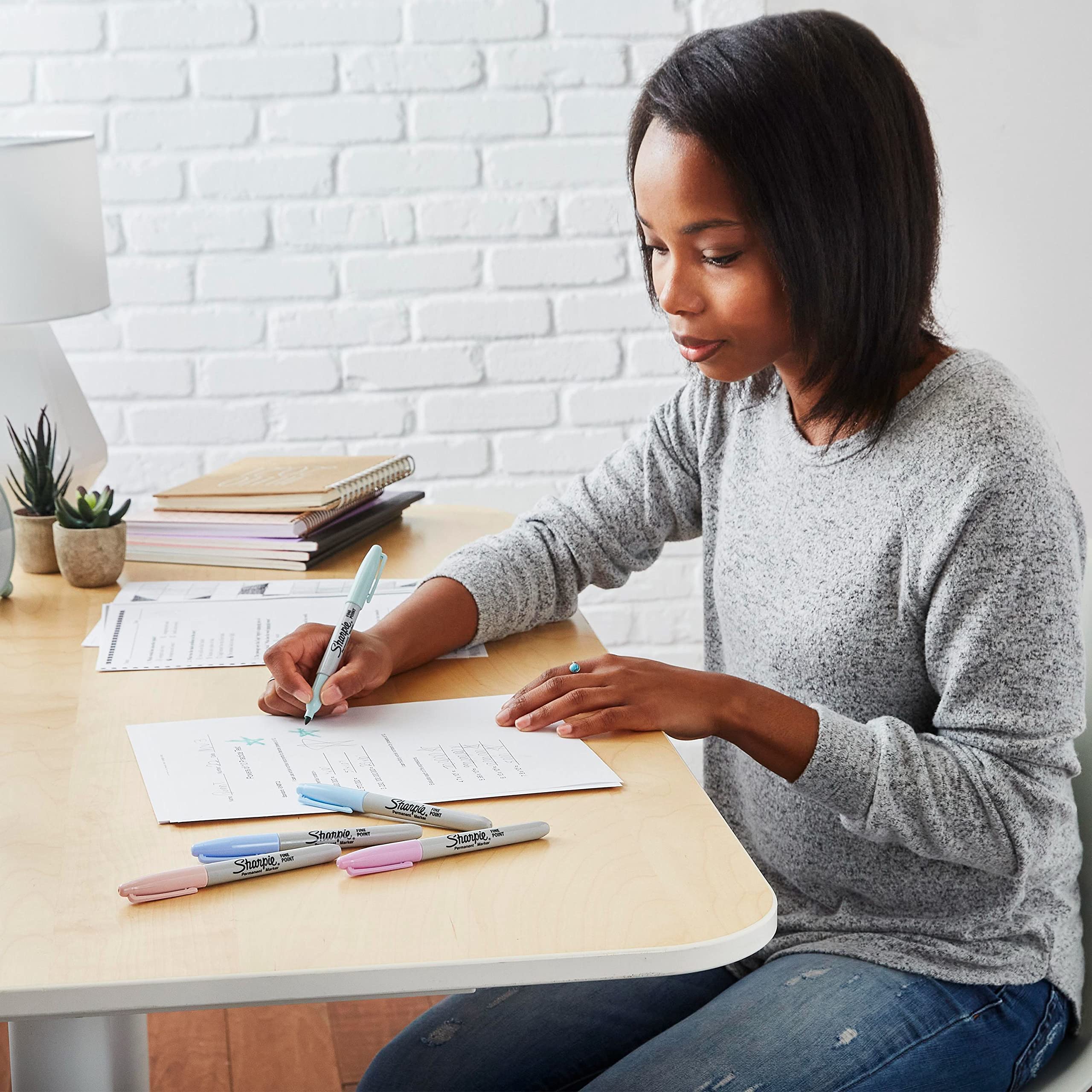 Sharpie Permanent Markers Fine Point Featuring Mystic Gem Color Markers Assorted 24 Count