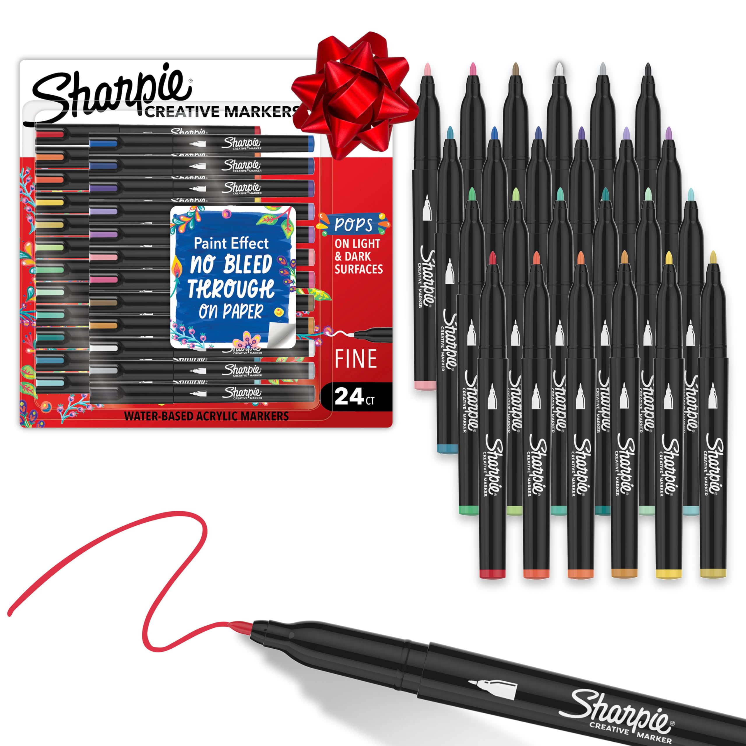 Sharpie Creative Markers Variety Pack, Water-Based Acrylic Paint Markers, Fine Tip, Assorted, 24 Count