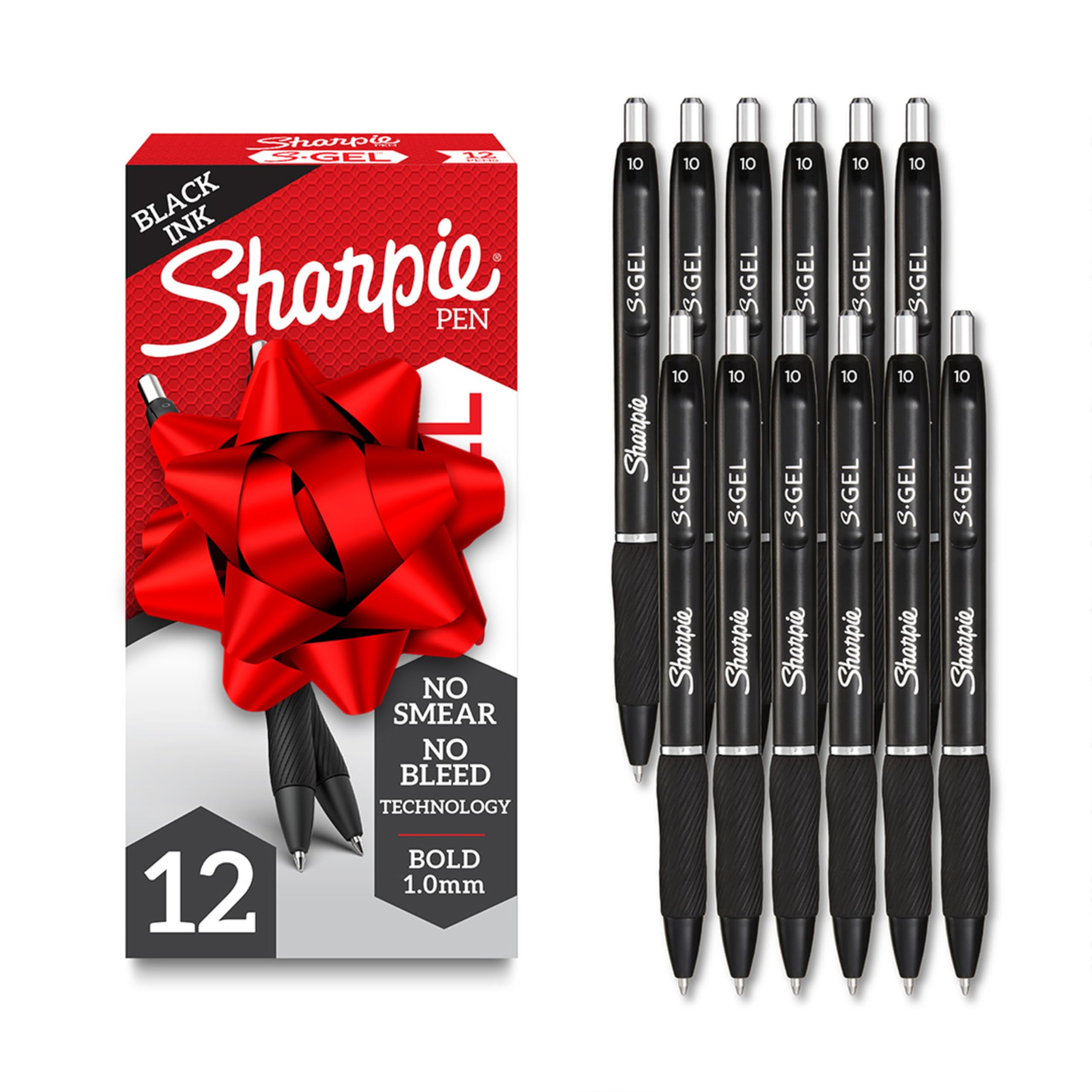 Sharpie S-Gel, Gel Pens, Bold Point (1.0mm), Black Ink, 12 Count - Writing, Journaling, Note-Taking, College, Teacher Supplies, Office, Back to School