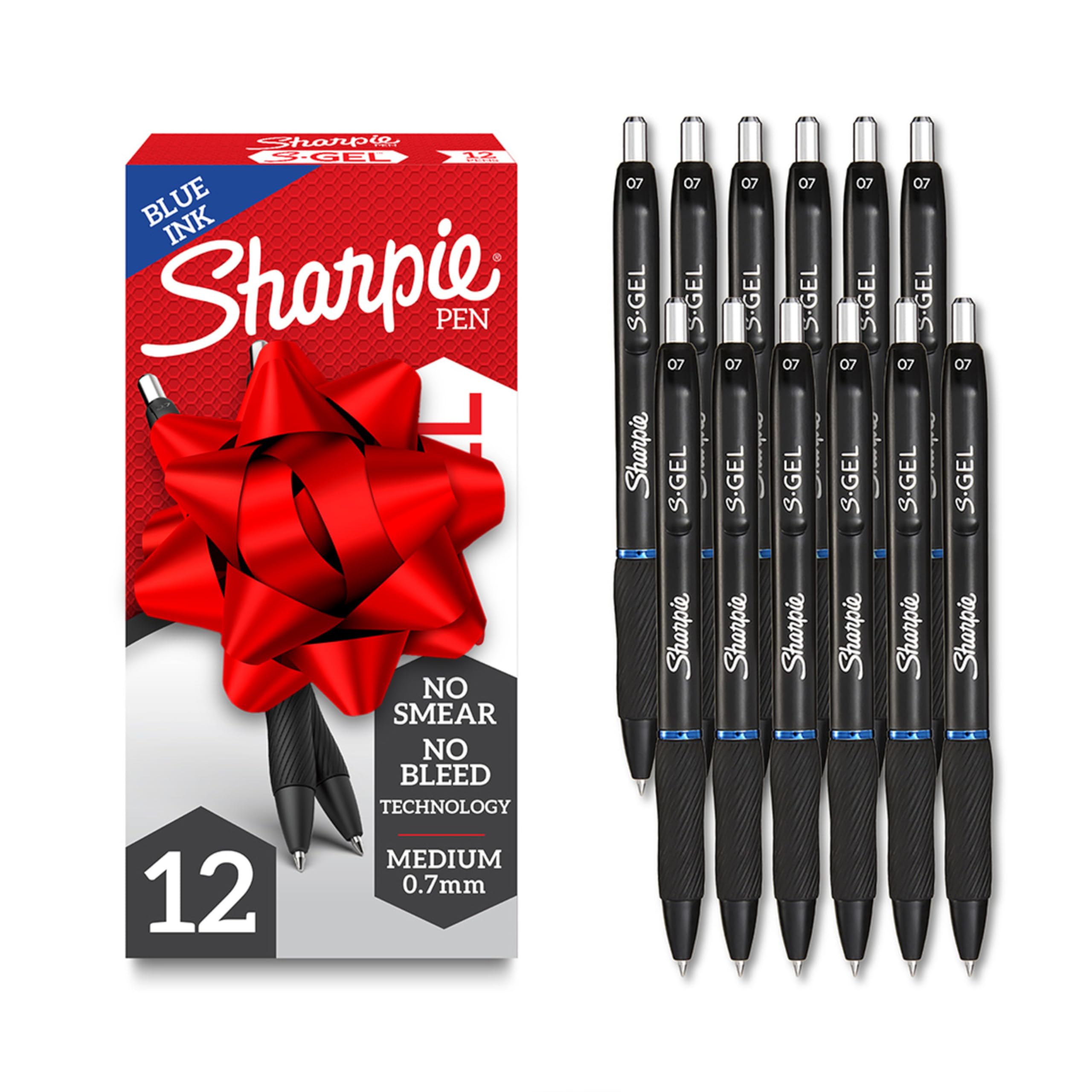 Sharpie S-Gel Pens, Medium Point (0.7mm), Blue Ink, 12 Count - Ideal for Writing, Journaling, Drawing, Coloring, Note-Taking, College Supplies